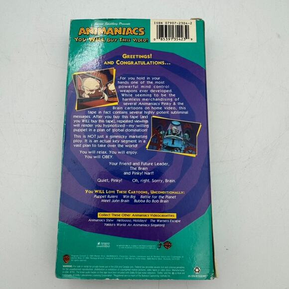 Warner Bros Animaniacs Pinky & the Brain VHS You Will Buy This Video - Picture 3 of 5